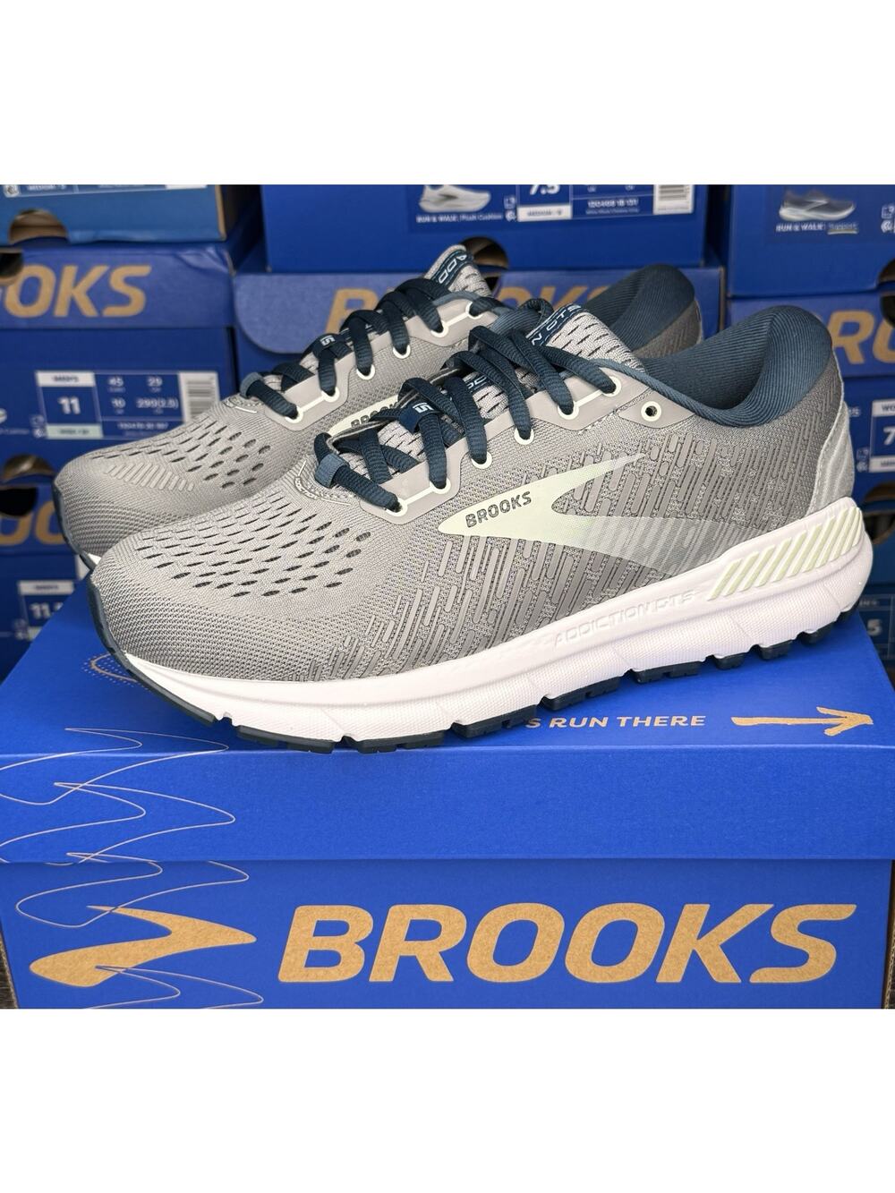 Brooks Addiction GTS 15 Gray Navy Aqua Women’s 8 Wide D Running Shoes (138)